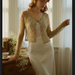 Vintage sheer longsleeve cropped cardigan